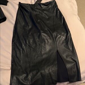 Commando Black Leather Pencil Skirt
